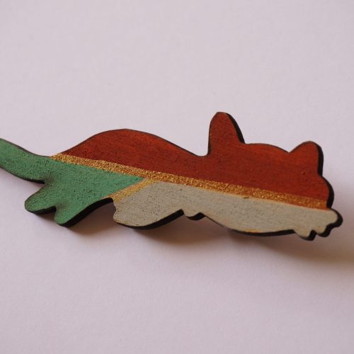 Broche bois peinte à la main